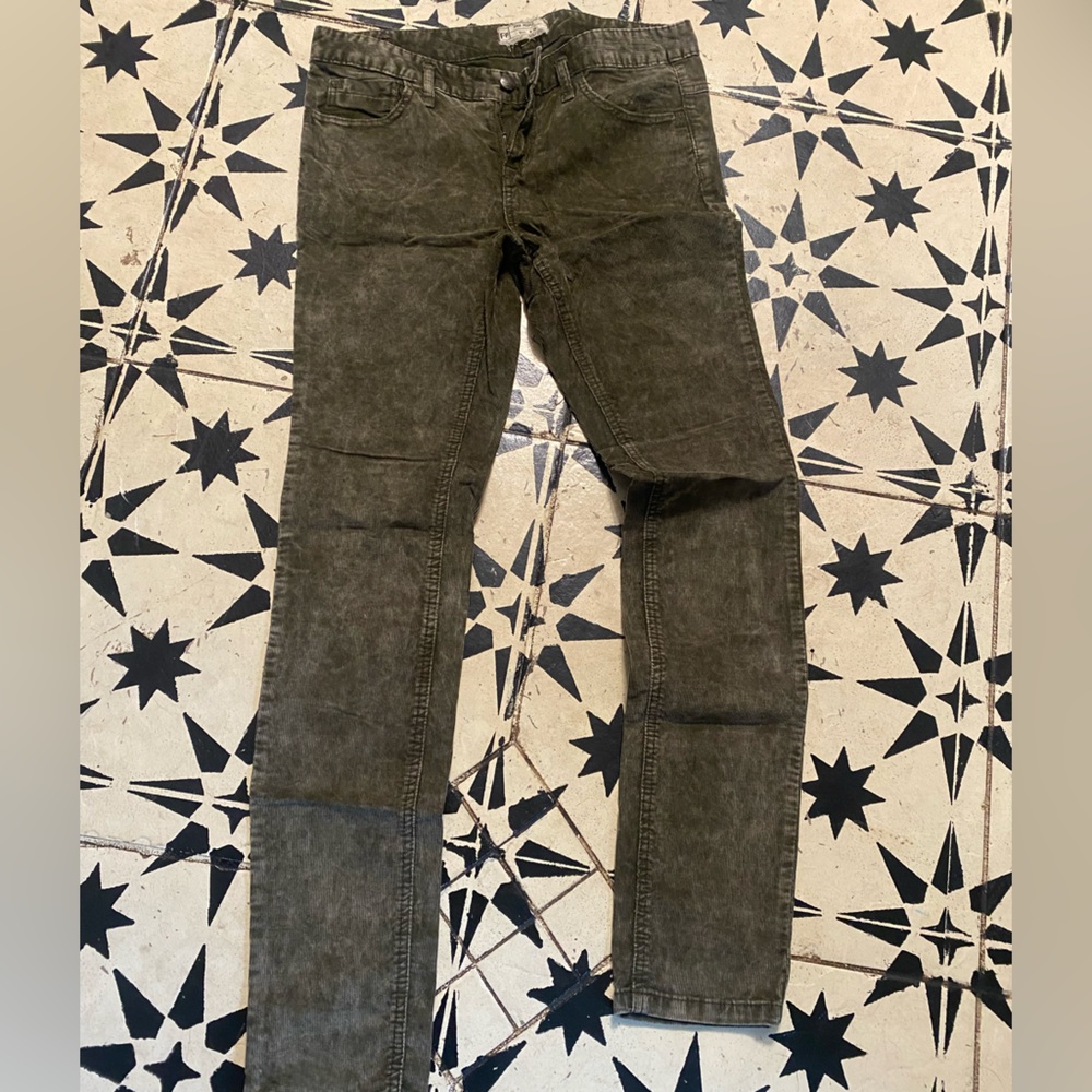 Free People Womens Dark Olive Corduroy Pants